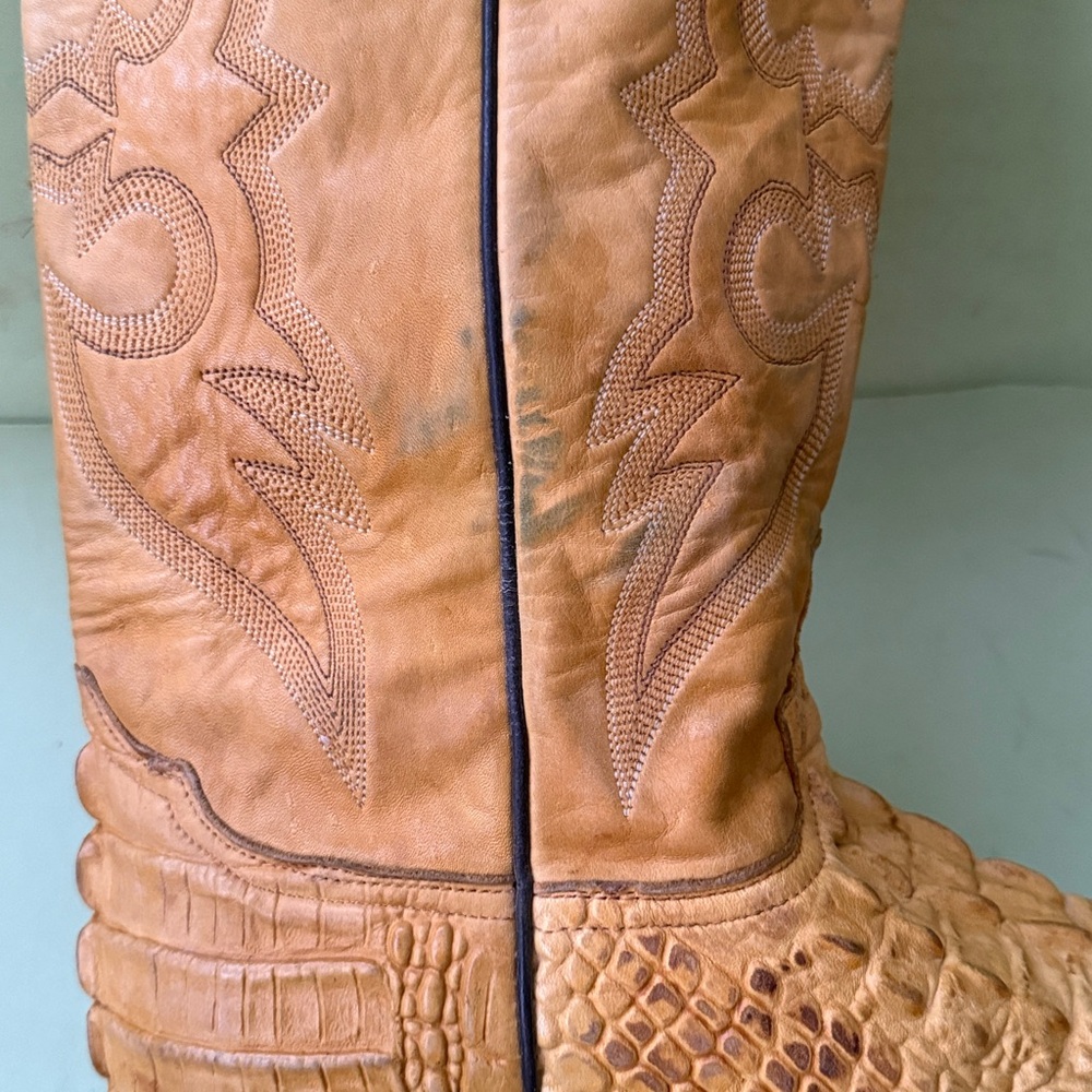 Yellow Cream Rudel Alligator/Leather  Western Cowboy Boots - Picture 15 of 16